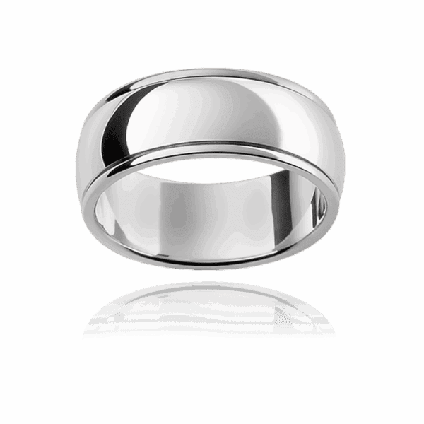 F17 8mm two tone semi rounded mens wedding band with smooth raised edges