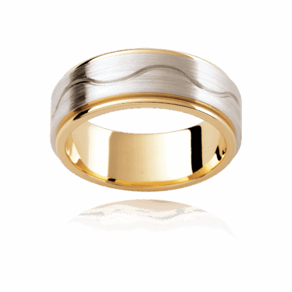 F192D 6Mm Patterned Flat Band Wave Groove Center Smooth Edges Wedding Rings For Men