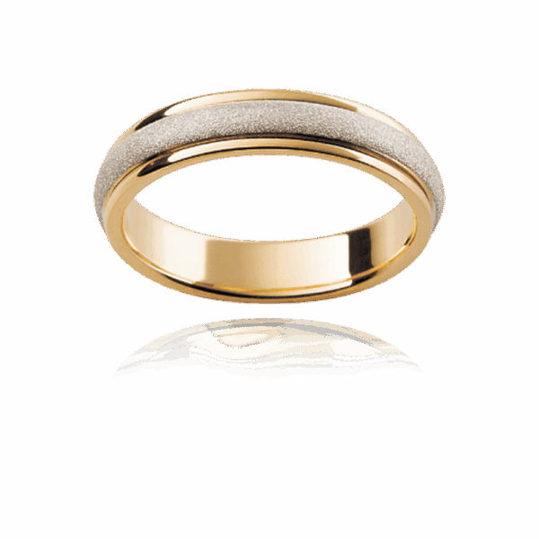 F2 4Mm Plain Two Tone Band Smooth Edges Diamond Wheel Finish Center Section Mens Wedding Band