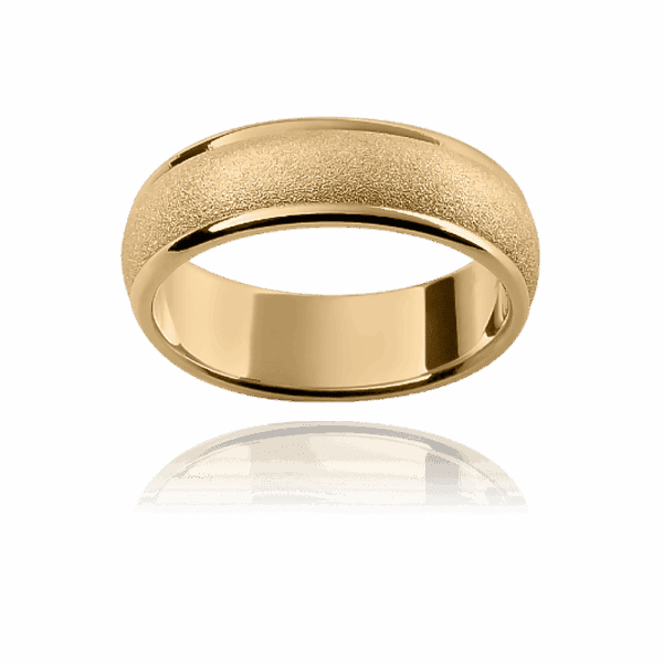 F2 6Mm Plain Yellow Gold Band Smooth Edges Diamond Wheel Finish Center Section Mens Wedding Band