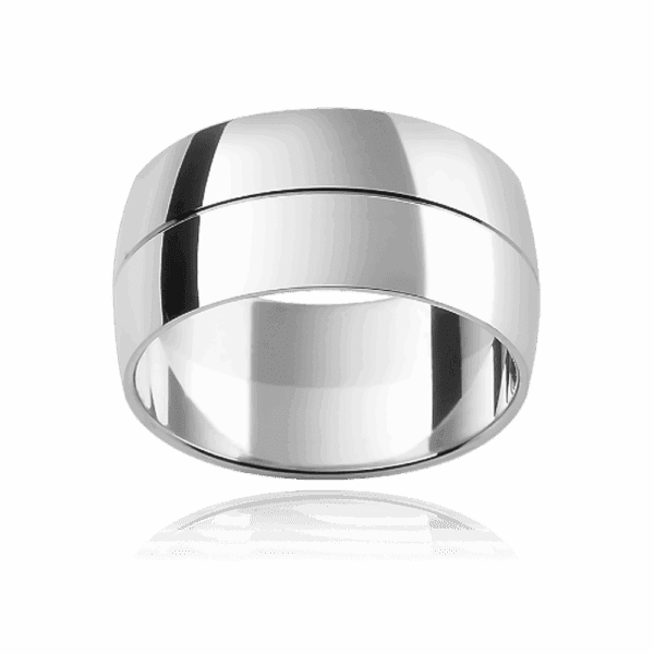 F29 10mm 18k semi rounded two tone sections divided fine groove wedding rings for men