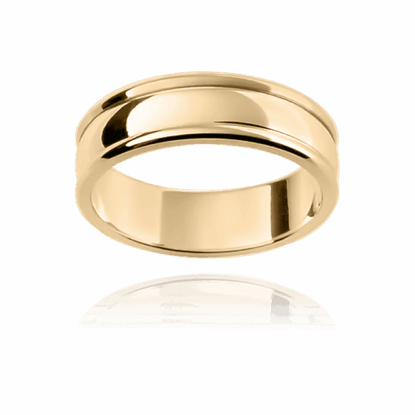 F43 6Mm Yellow Gold Rounded Two Tone Ring Smooth Raised Edges