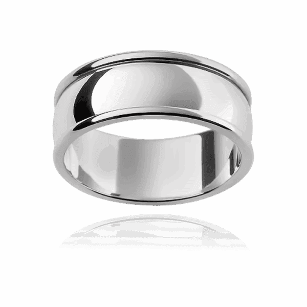 F43 8mm 18k rounded two tone ring smooth raised edges mens wedding ring