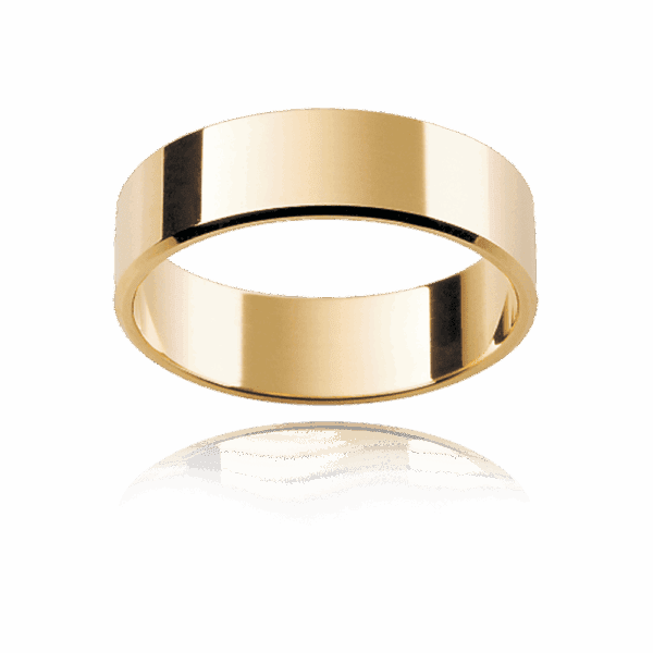 Model wears FB 5mm white gold flat profile bevelled edges wedding bands for men
