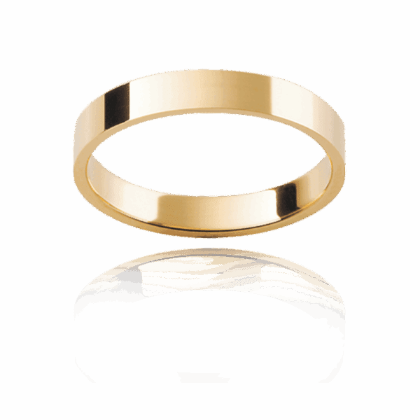 Flat 3Mm Yellow Gold Flat Profile Flat Edges Mens Wedding Band