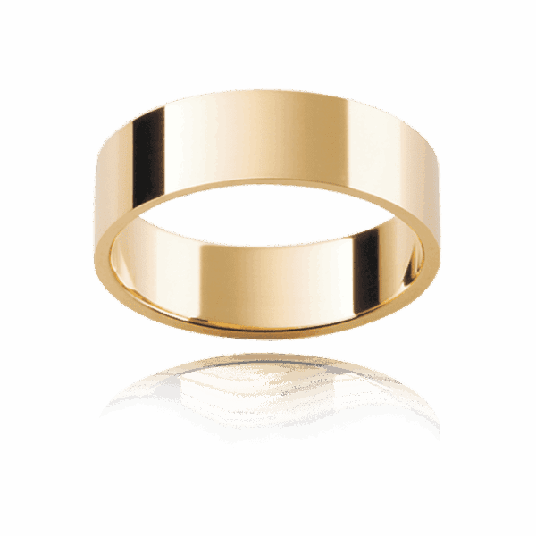 Model wears FLAT 6mm white gold flat profile flat edges mens wedding band