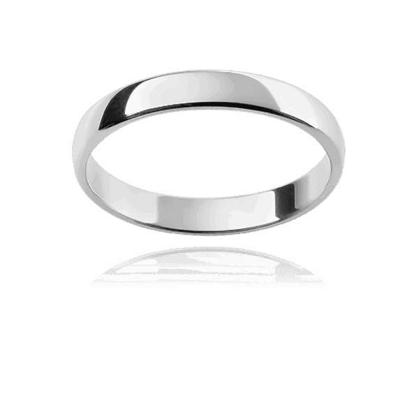 Fr 3Mm White Gold Plain Minimal Curve Flat Edges Mens Engagement Ring