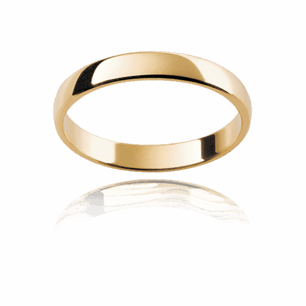 Fr 3Mm Yellow Gold Plain Minimal Curve Flat Edges Mens Engagement Ring