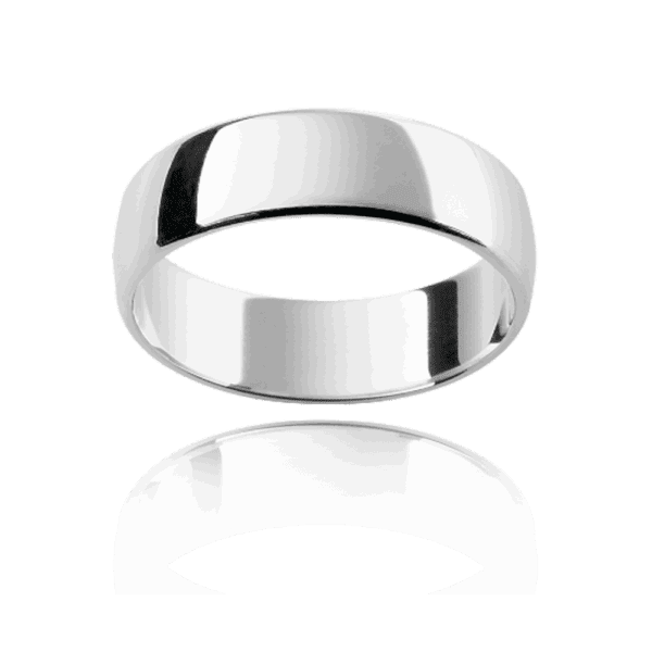 Fr 6Mm White Gold Plain Minimal Curve Flat Edges Mens Engagement Ring