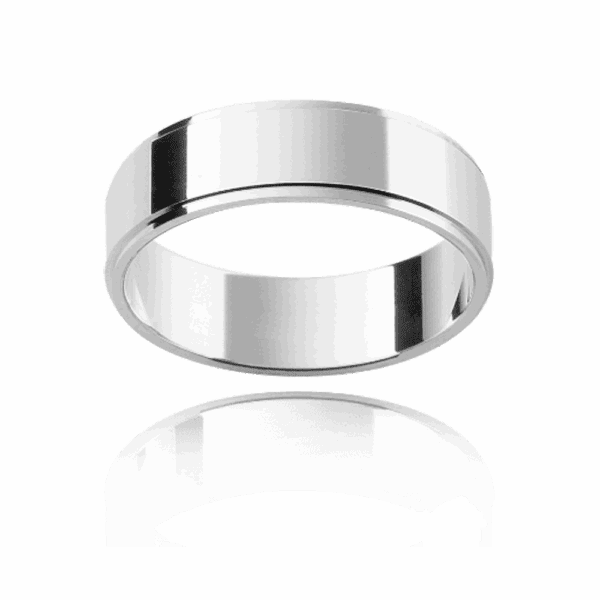 FS 6mm 18k yellow gold flat stepped edge band wedding rings for men