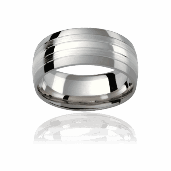GJ102 10mm 9k 18k white gold combination polished horizontal grooves 18k dark finish mens wedding ring