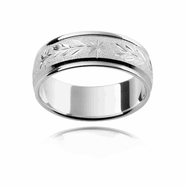 H13 6mm yellow gold engraved bevel edge with engraved pattern polished edges mens wedding ring