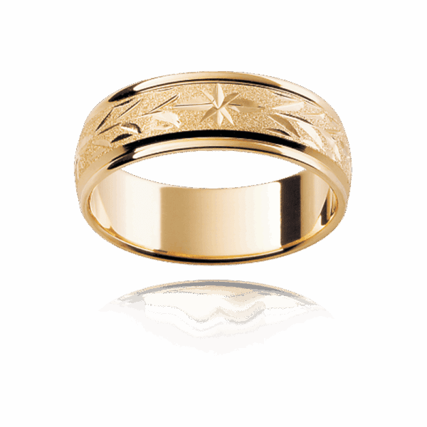 H2 6mm white gold hand engraved polished edges engraved pattern diamond wheel finish wedding bands for men