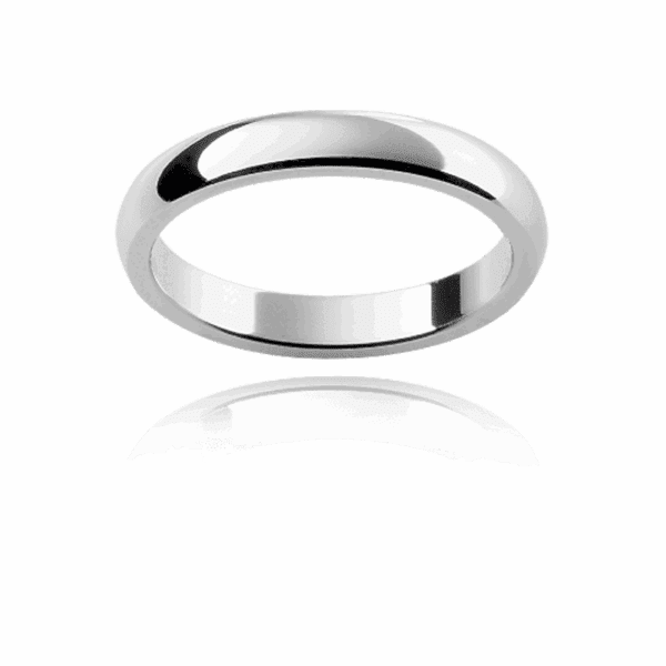 Hhr 3Mm White Gold Plain Half Round Mens Engagement Ring