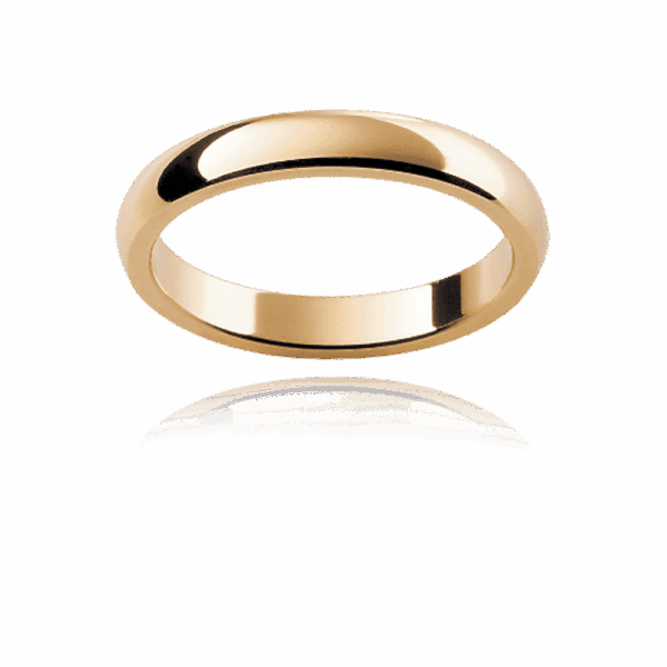 Hhr 3Mm Yellow Gold Plain Half Round Mens Engagement Ring