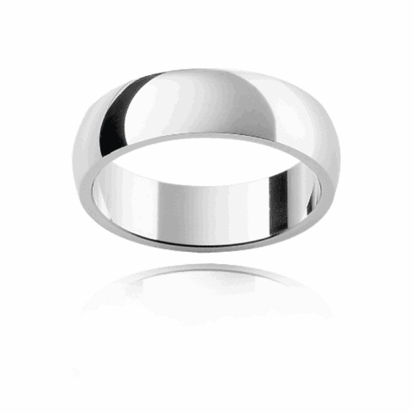 HHR 6mm yellow gold plain half round mens engagement ring