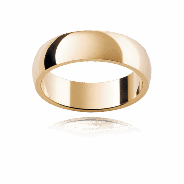 Model wears HHR 6mm white gold plain half round mens engagement ring