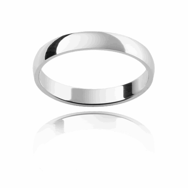 Hr 3Mm White Gold Plain Half Rounded Wedding Bands For Men
