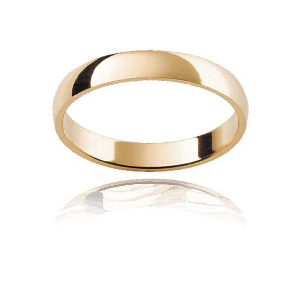 Hr 3Mm Yellow Gold Plain Half Rounded Wedding Bands For Men