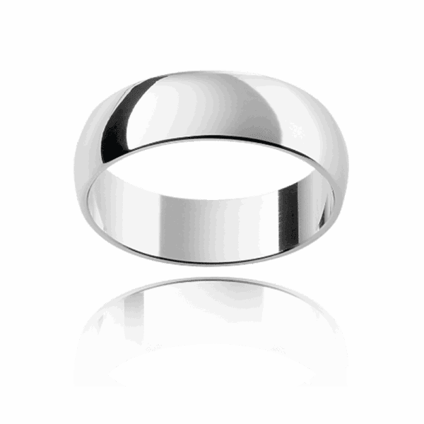 Hr 6Mm White Gold Plain Half Rounded Wedding Bands For Men
