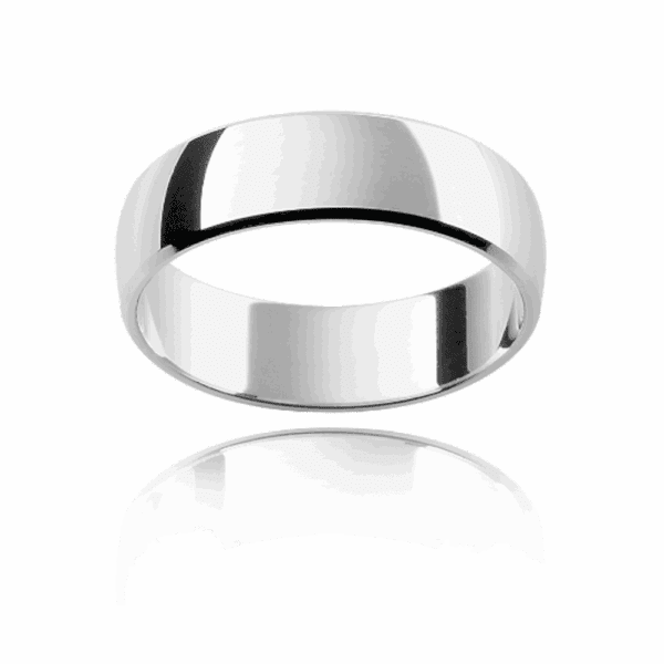 HRB 6mm yellow gold classic half round bevel edge mens wedding band