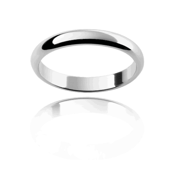 Hrd 3Mm White Gold Plain Round Dome Classic Wedding Bands For Men