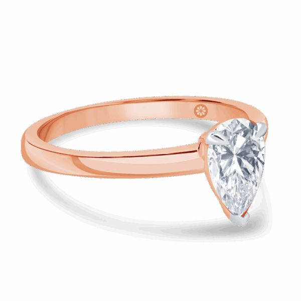 Holly Pear 8X5 Angled Rose Gold Lab Grown Diamond Fancy Cut Popular Solitaire Ring
