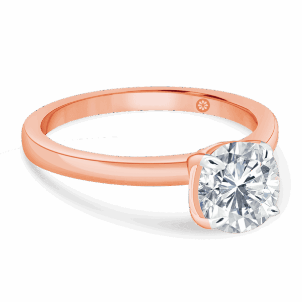 Holly Round 6 5 Angled Rose Gold Lab Grown Diamond Brilliant Popular Solitaire Ring