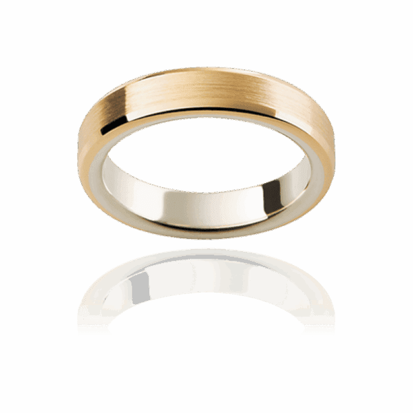 K4 8mm two tone emery flat band with bevelled edge and polished inner ring mens wedding band