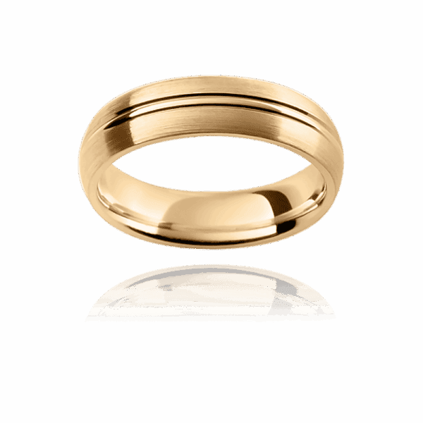 Kc3 5 5Mm Yellow Gold Semi Rounded Mens Wedding Ring With Double Polished Grooved Centreline And Comfort Fit