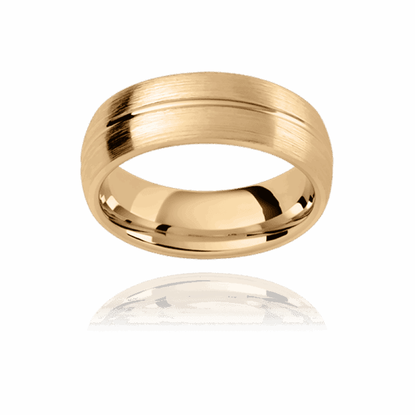 KC8E 5 5mm two tone semi rounded mens wedding ring with fine polished contrast centreline and comfort fit