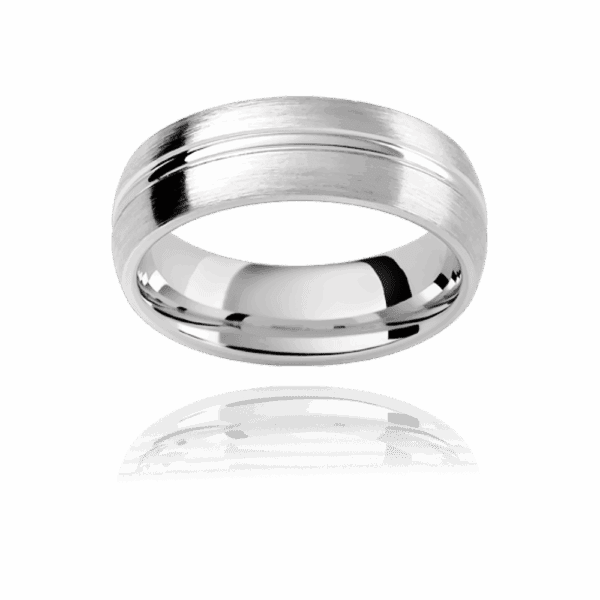 Kc9E 5 5Mm White Gold Semi Rounded With Polished Contrast Centreline And Comfort Fit Mens Engagement Ring
