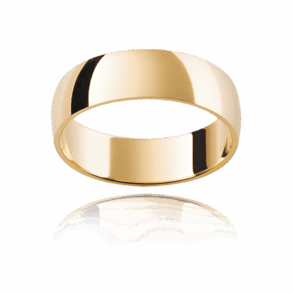 Model wears LHR 6mm white gold classic low half round sleek edges mens wedding ring