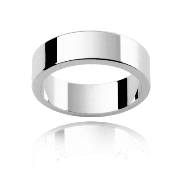 LRE 6mm yellow gold flat plain profile full rounded edge mens gold ring
