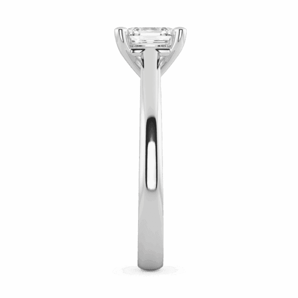 Lydia Asscher 6 0 Profile White Gold Diamond 4 Prong V Setting Tapered Band Solitaire Ring