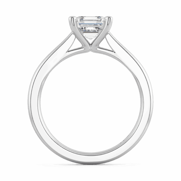 Lydia Asscher 6 0 Side White Gold Diamond 4 Prong V Setting Tapered Band Solitaire Ring