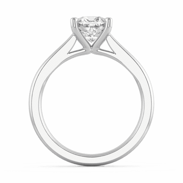 Lydia Cushion 6 5 Side White Gold Diamond 4 Prong V Setting Tapered Band Solitaire Ring
