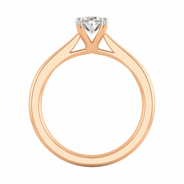 Lydia Oval 7X5 Side Rose Gold Diamond 4 Prong V Setting Tapered Band Solitaire Ring