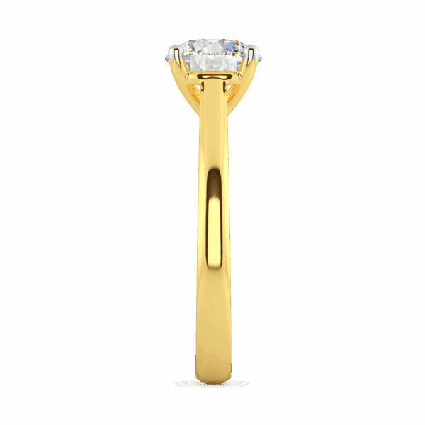 Lydia Round 7 5 Profile Yellow Gold Diamond 4 Prong V Setting Tapered Band Solitaire Ring