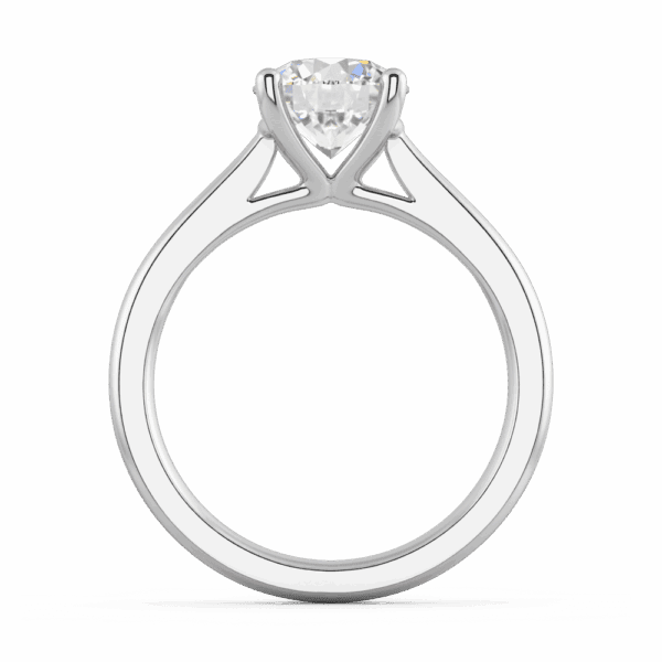 Lydia Round 8 0 Side White Gold Diamond 4 Prong V Setting Tapered Band Solitaire Ring