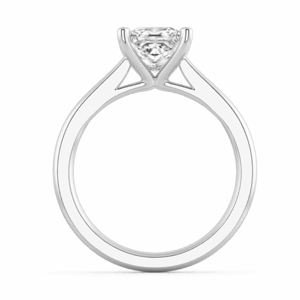 Lydia Square 6 5 Side White Gold Diamond 4 Prong V Setting Tapered Band Solitaire Ring