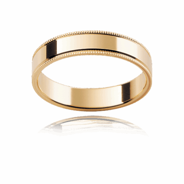 P21 4mm white gold flat profile milgrain edge wedding bands for men