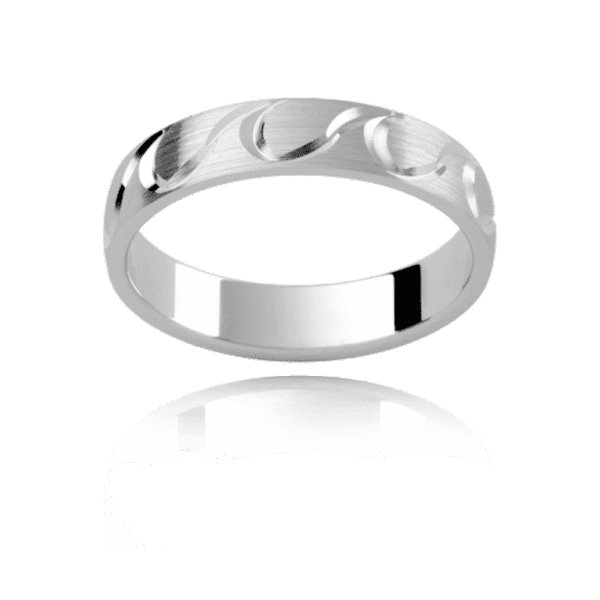 P232 4mm yellow gold semi rounded emery with polished engraved wave pattern wedding rings for men