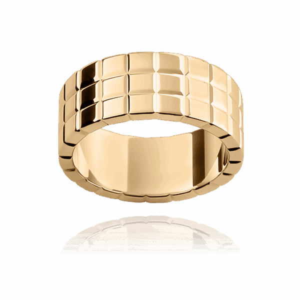 P238 9mm triple row checker pattern band with shallow grooves wedding bands for men