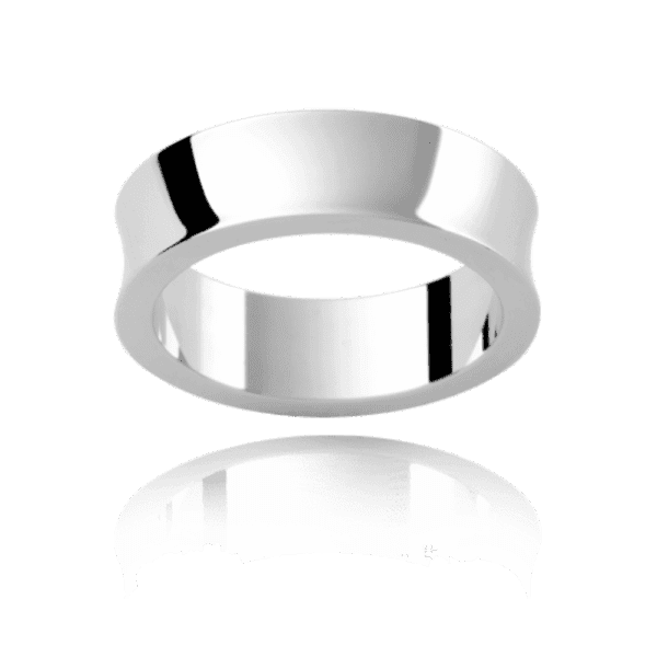 P239 6mm yellow gold plain concave mens wedding band with straight edges