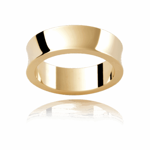 P239 6Mm Yellow Gold Plain Concave Mens Wedding Band With Straight Edges