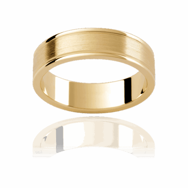 P276 5Mm Flat Band With Narrow Semi Rounded Edges And Polished Grooves Wedding Rings For Men