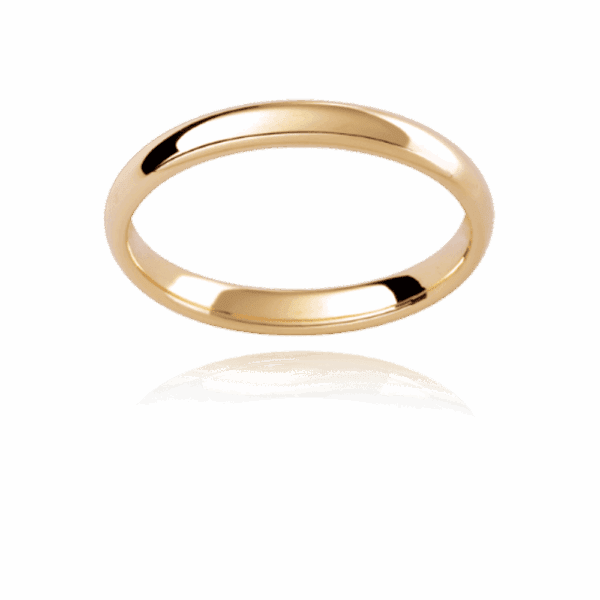 P290 3Mm Yellow Gold Plain Contour Band With High Dome Finish Polished Mens Wedding Band