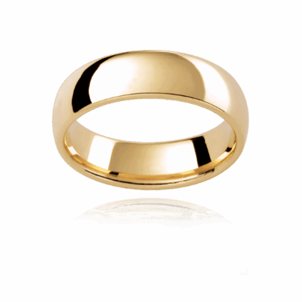 P290 6Mm Yellow Gold Plain Contour Band With High Dome Finish Polished Mens Wedding Band