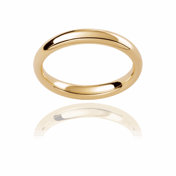 P302 3Mm Yellow Gold Plain Rounded Band With Contour Finish Mens Engagement Rings